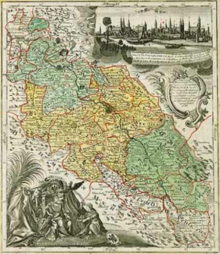 Das K&ouml;nigl. Preussische Souveraine Herzogthum Schlesien, nach der jetzigen Einteilung in die 3 Ober Aemter eingetheilet, und in einer General=und 15 Special Carten vorgestellet. 1747