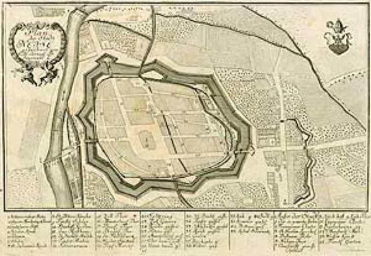 Plan der Stadt Neise gezeichnet von C. H. K&ouml;nigl. Pr. Ingenieur L.